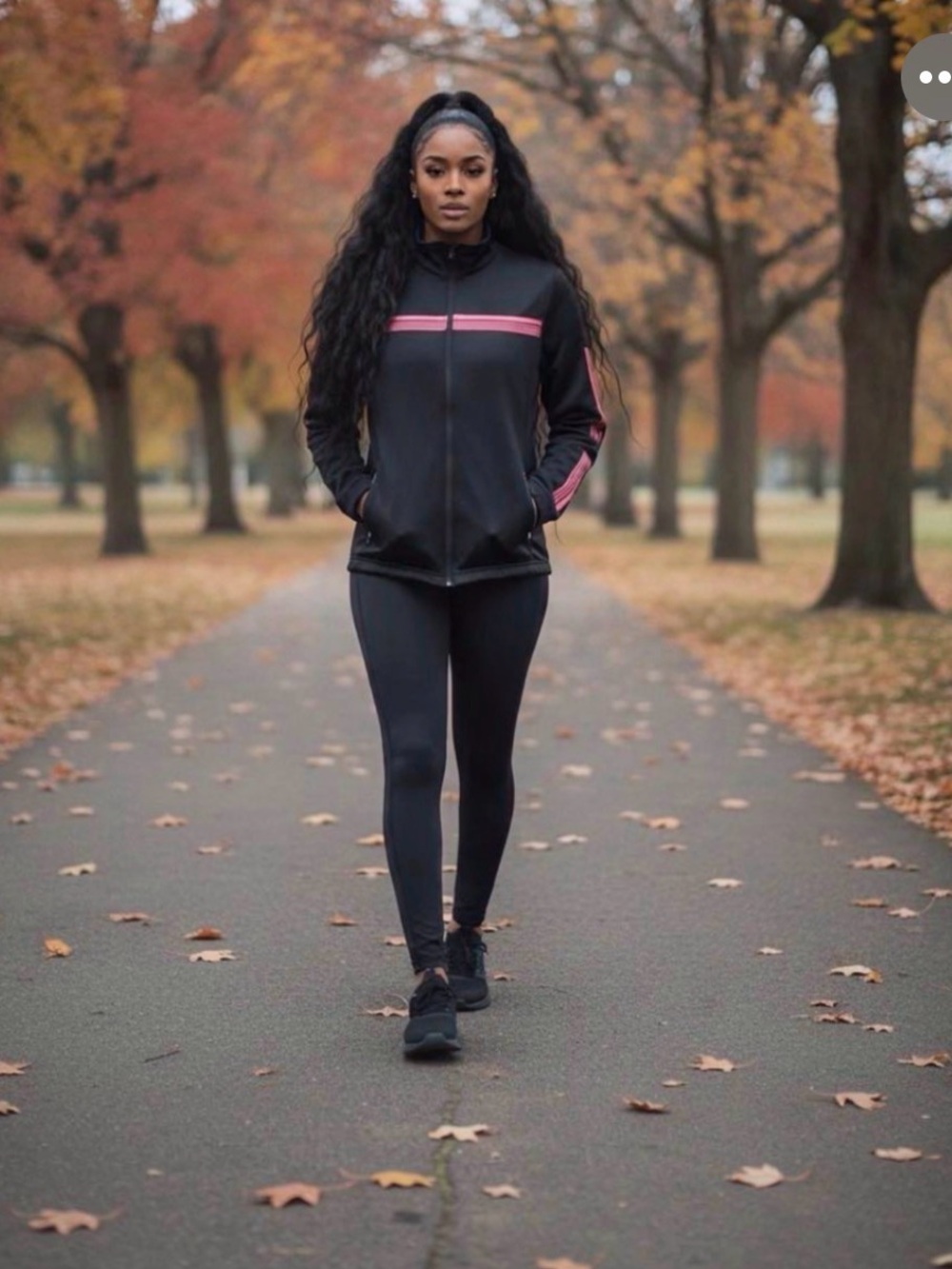 Women’s Black Track Jacket with Pink Stripes